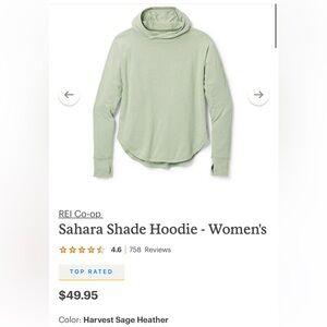 rei sahara upf 50+ sun protective long sleeve hooded t shirt